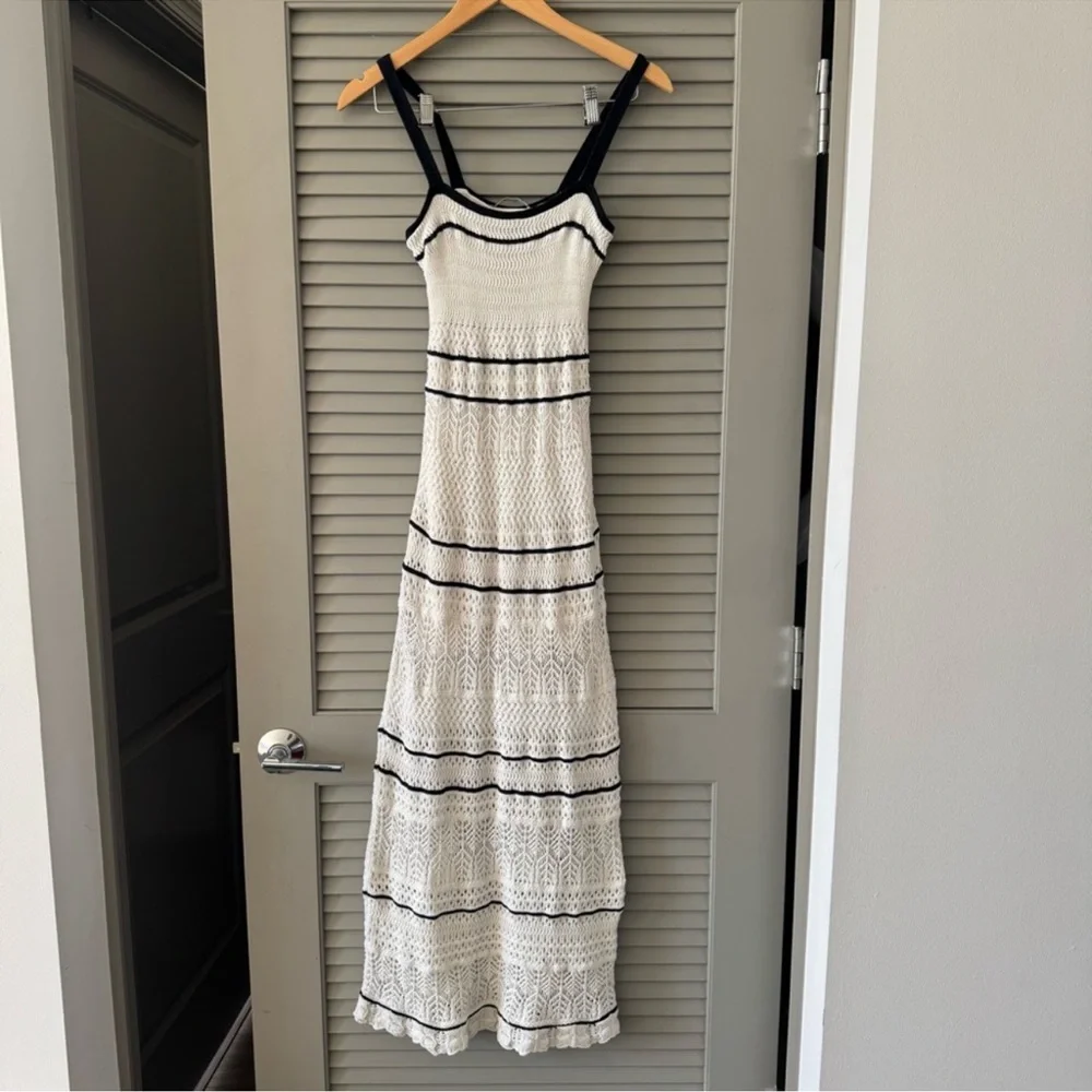 Abercrombie & Fitch White and Black Crochet Maxi Dress